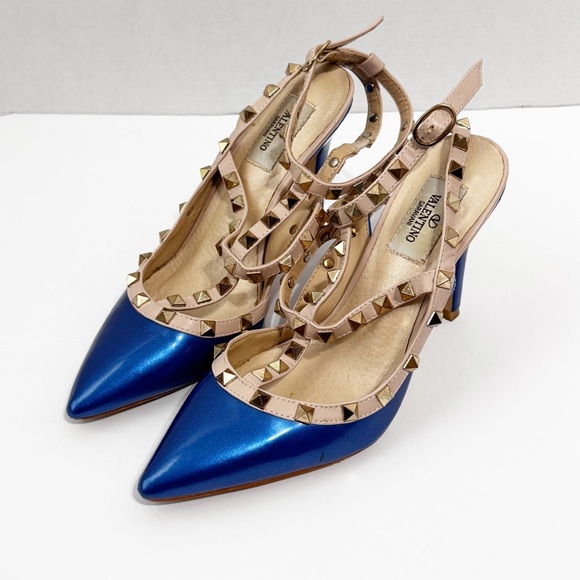 Valentino Blue and Tan rockstud Studded Women's Heels size